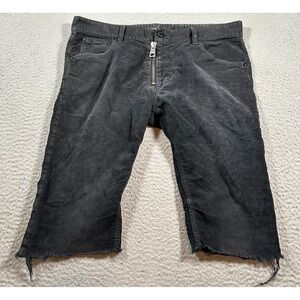 Just Cavalli Capri‎ Pants Mens 48 (35x13) Black Corduroy Low Rise Raw Hem Casual